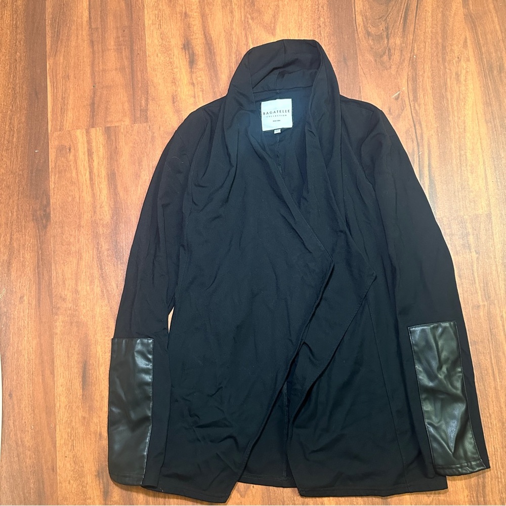 Bagatelle Black Cardigan with Leather Details